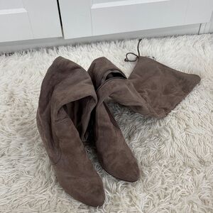 Brown Suede Knee-High Boots